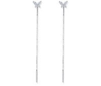 Butterfly with Dangling Chain Silver Earring STC-2191